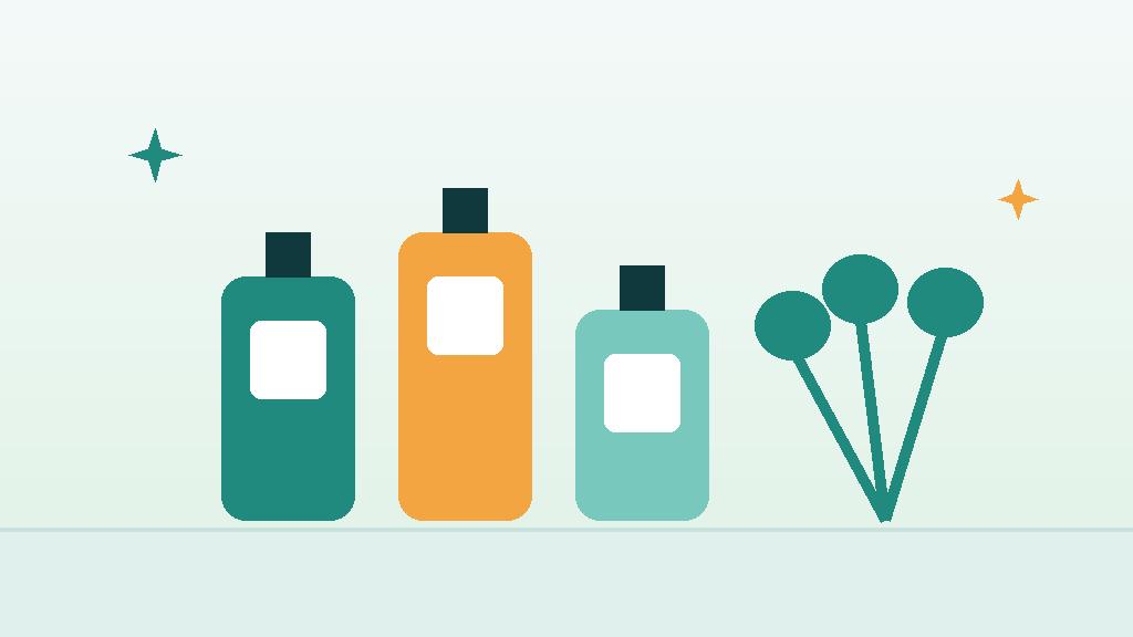 Assorted eco-friendly cleaning product bottles beside a green plant